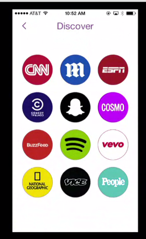 This is the new face of Snapchat Discover, a service that links media outlets' feeds directly to Snapchat.